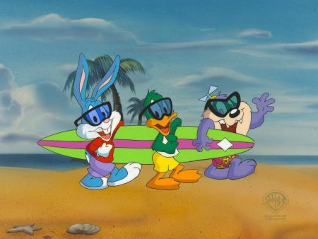 Tiny Toons Original Production Cel: Buster Bunny, Plucky Duck, and Dizzy Devil Online now