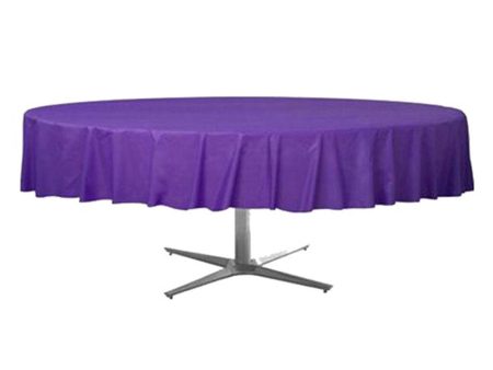 Purple Round Plastic Table Cover 84in Cheap