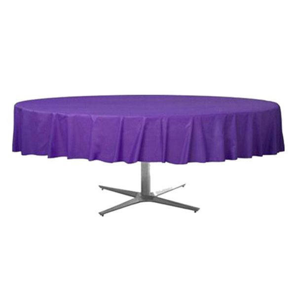 Purple Round Plastic Table Cover 84in Cheap