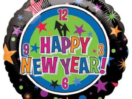 Happy New Year Clock Foil Balloon 45cm Online Hot Sale