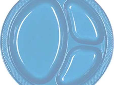 Powder Blue Divided Plastic Plates 10.25in, 20pcs on Sale