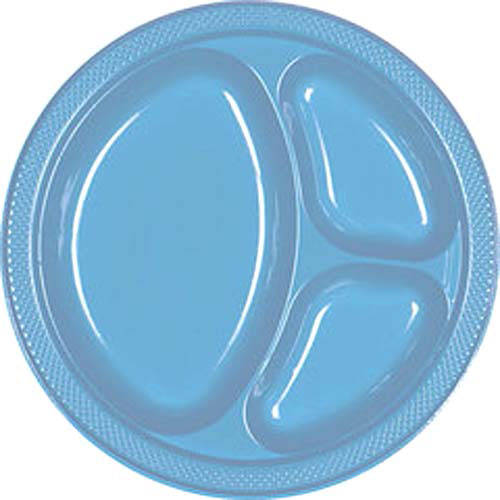 Powder Blue Divided Plastic Plates 10.25in, 20pcs on Sale