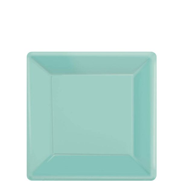 Robins Egg Blue Square Paper Plates 7in, 20pcs Online now