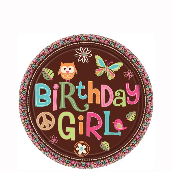 Hippie Chick Birthday Girl Plate 7in, 8pcs For Sale