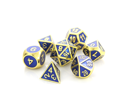 Metal Gemstone Dice Set - Gold Sapphire (7) For Discount