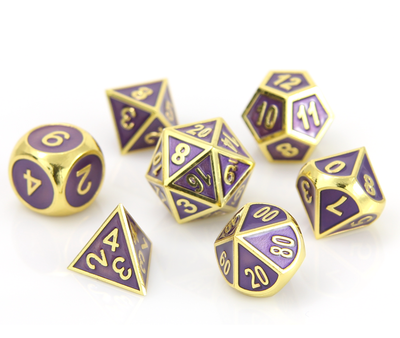 Metal Gemstone Dice Set - Gold Amethyst (7) Online Sale